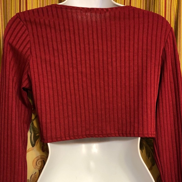 Boohoo Burgundy Red Crop Top - Picture 2 of 8